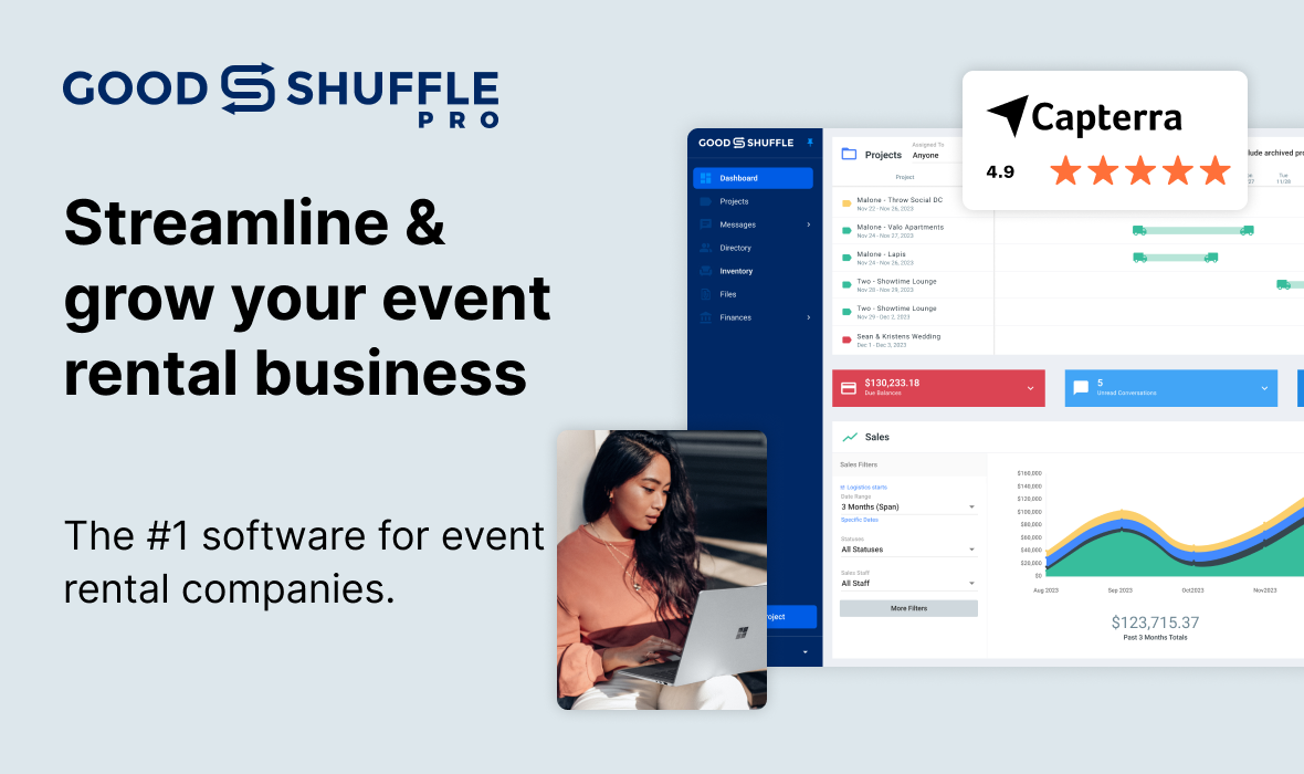 Goodshuffle Pro software for automating and growing an event rental business